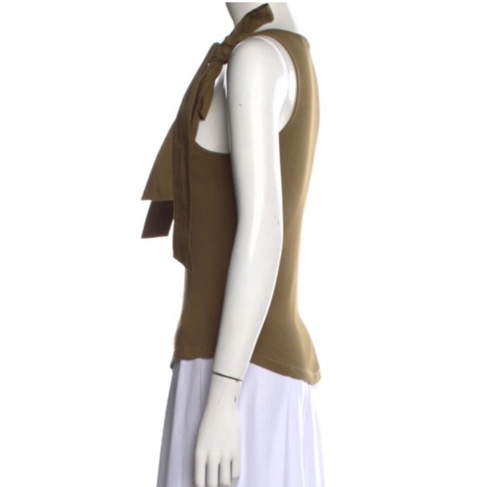 ULLA JOHNSON Bailey Tank olive Green Shoulder Tie Ribbed Top Womens XL - Picture 5 of 7